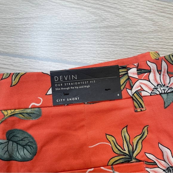 Ann Taylor Devin City Shorts Flat Front Chino Floral Orange Women’s size 6 New - Picture 10 of 13